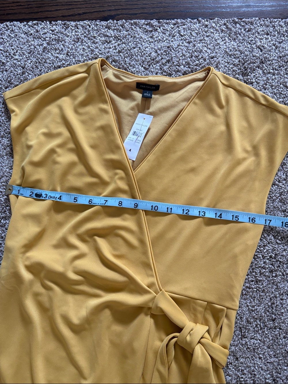 Ann Taylor Yellow Wrap Midi Dress with Side Tie - Picture 10 of 13